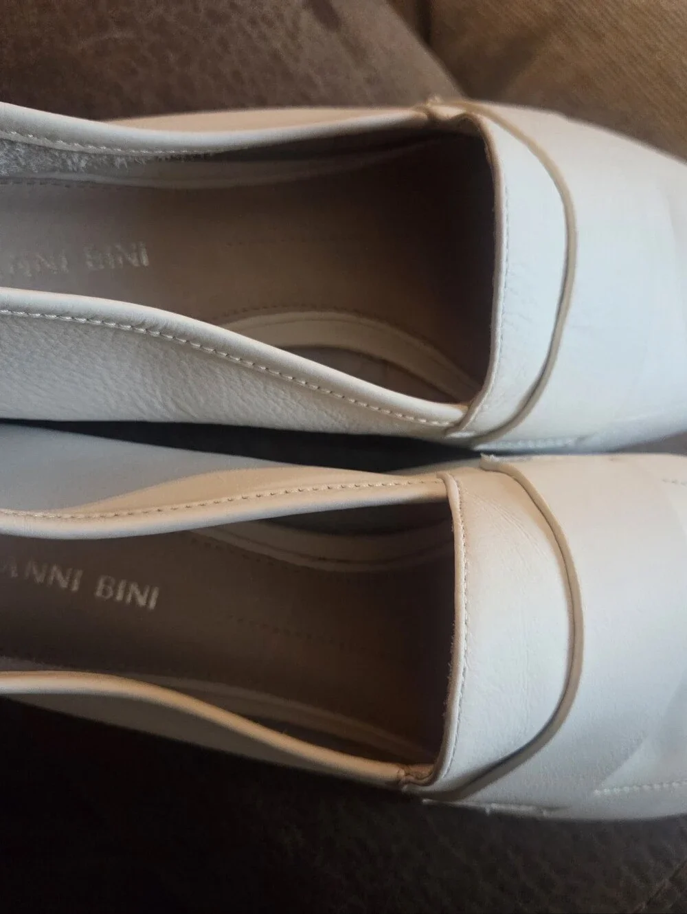 Gianni Bini White Leather Penny Loafers